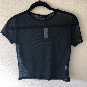 Pretty little thing cropped mesh top